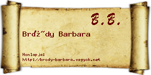 Bródy Barbara névjegykártya